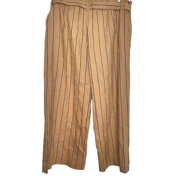 J.Jill Dark Yellow Stripe Emelie Linen Stretch Wide Leg Cropped Pants XL - Picture 3 of 9